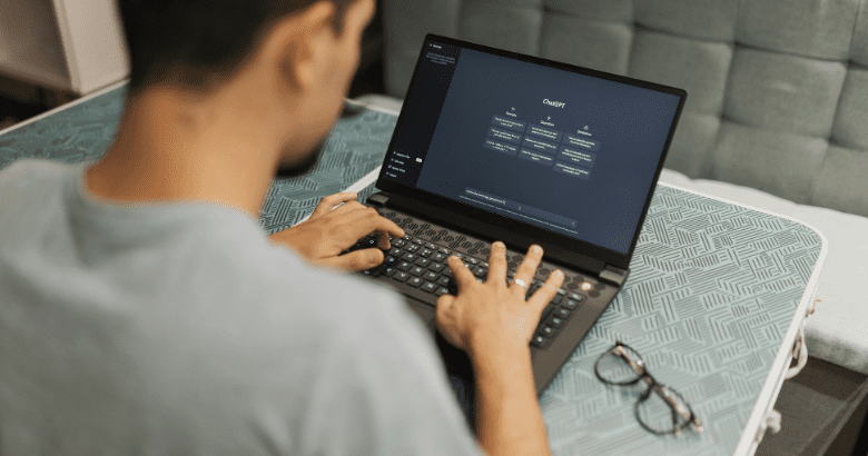 Person at a computer using ChatGPT